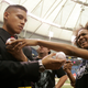 Syesha Mercado, right, after singing national anthem at Tampa Bay Rays game in 2008.
